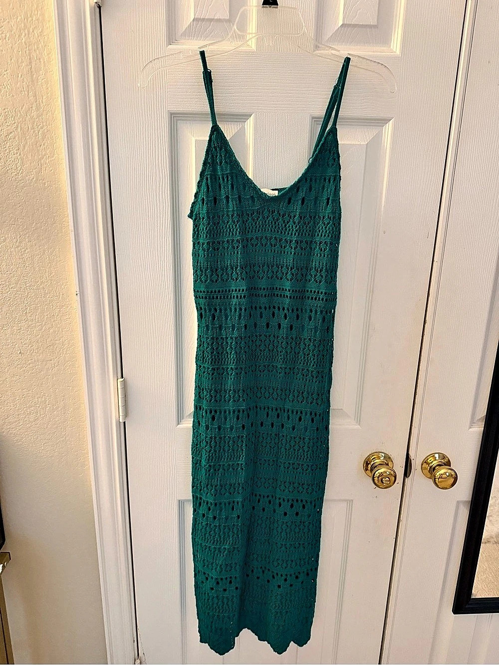 Free People Maxi Crochet Dress in Green Size Small Like New